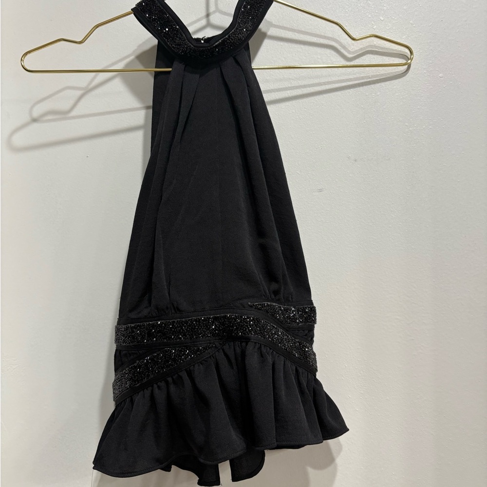 Express Black Top with Sparkling Embellishments